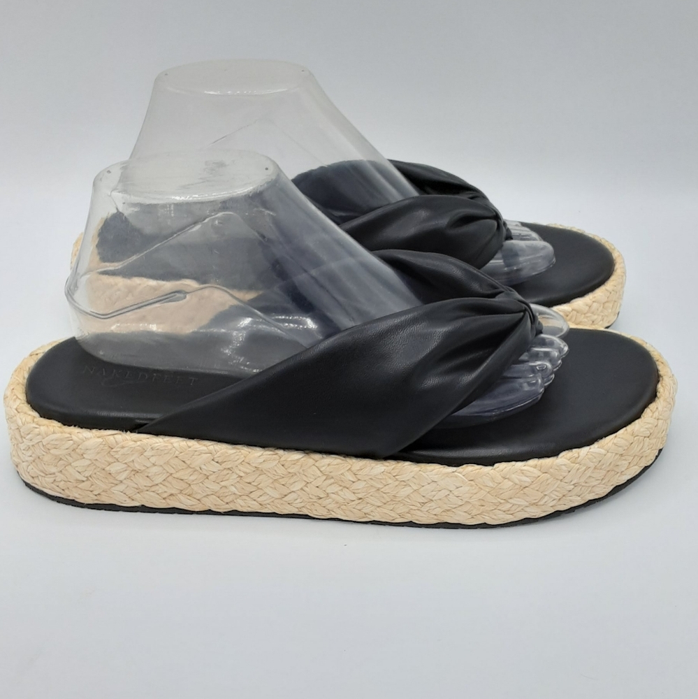 Naked Feet Costa Black Faux Leather Padded Sandals. Size 11. - Picture 3 of 12